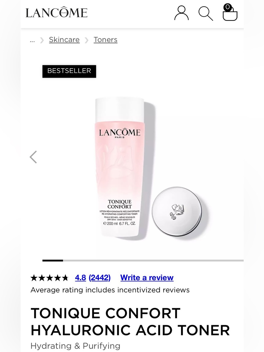 Tonique Confort Rehydrating Toner - 50ML (PICTURE FOR PRODUCT LOOK ONLY)